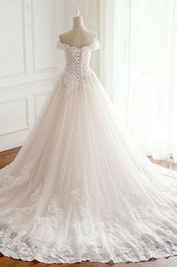 Bradyonlinewholesale Elegant Off-the-Shoulder Tulle Lace Wedding Dress Sweetheart Appliques Sleeveless Bridal Gowns On Sale_2