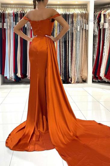 Simple Split Front Off-Shoulder Evening Dress | Orange Prom Dress_2