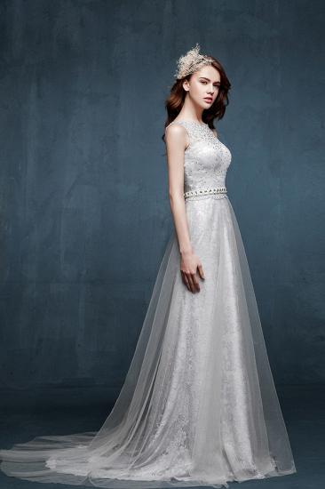 Beautiful Crystal Lace Long Prom Dresses with Beadings Tulle Custom Made Silver Grey Dresses for Juniors_5