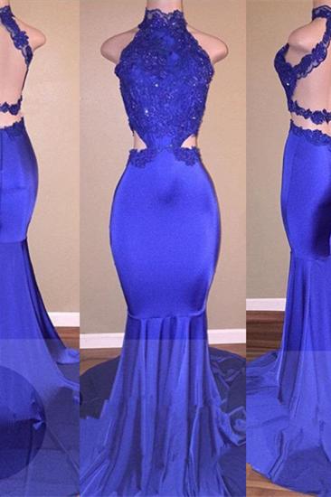 High Neck Open Back Prom Dresses | Sexy Lace Mermaid Evening Dress Cheap_2