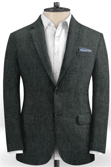 Dark Grey Two Piece Mens Suit | Formal Business Linen Tuxedo Online_1