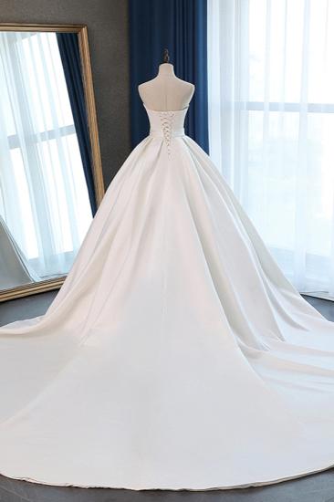 Bradyonlinewholesale Elegant Sweetheart White Satin Wedding Dress A-line Ruffles Bridal Gowns On Sale_2
