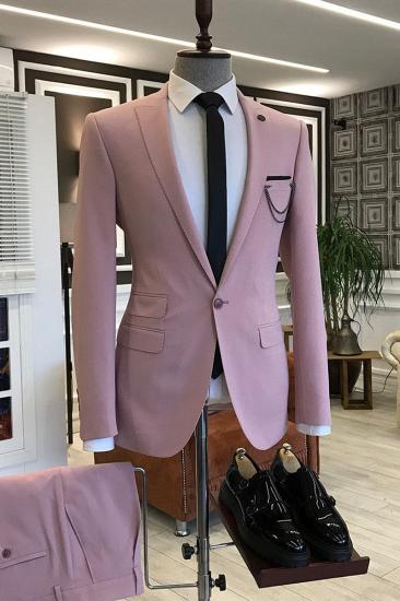 Dick Pink Point Lapel 3 Flap Mens Prom Suit_2