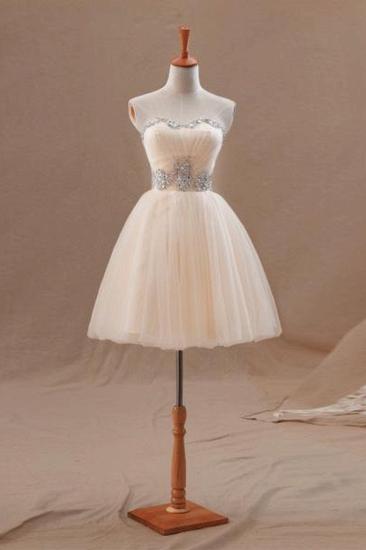 Strapless Cute Tulle Short Homecoming Dresses Crystal Beading Lovely Prom Dresses_3