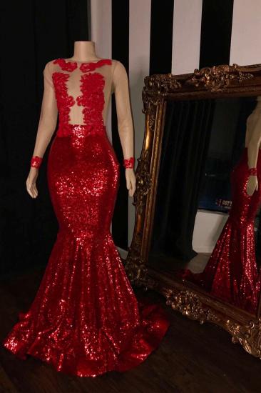 Sexy Red Sequins Prom Dresses | Cheap Long Sleeves Evening Dresses_2