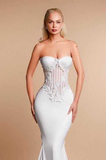 White Wedding Dresses Mermaid Wedding Dress Simple with Lace_2