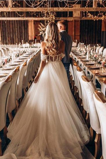 Designer A-Line Card-Shoulder Lace-Tulle Wedding Dress_3