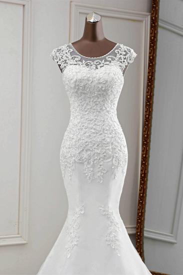 Bradyonlinewholesale Gorgeous Jewel Sleeveless White Lace Mermaid Wedding Dresses with Appliques_5