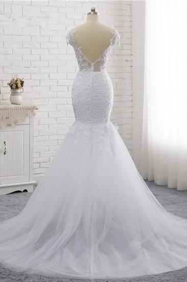 Bradyonlinewholesale Elegant Jewel Sleeveless White Tulle Wedding Dress Mermaid Lace Beading Bridal Gowns On Sale_6