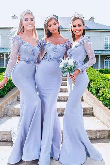Lavender Flower Long Lace Mermaid Bridesmaid Dress | Cheap Maid Dresses