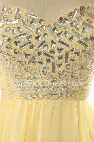2022 New Arrival Sweetheart Yellow Long Prom Dress Rhinestones Chiffon Lace-Up Plus Size Gowns_3
