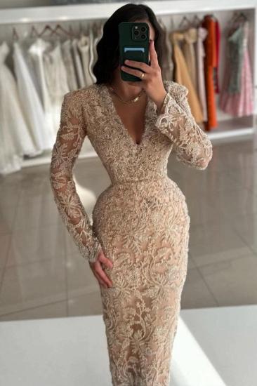 Elegant Evening Dresses Short Lace Cocktail Dresses Party Dresses With Sleeves_5