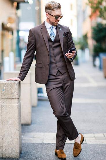 Handsome Brown Tailored Mens Suit | Two Button Formal Business Suit
