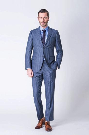 Amari Modern Stripes Custom Two Piece Blue Mens Suit