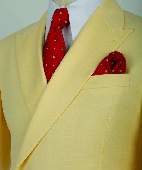 Fashion Light Yellow One Button Point Lapel Men's Suit_2