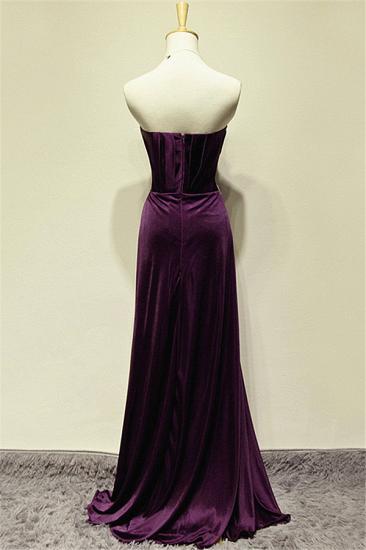A-line Elegant Purple Sweetheart Crystal Prom Dress Sweep Train Zipper Long Evening Gown With Beadings_2