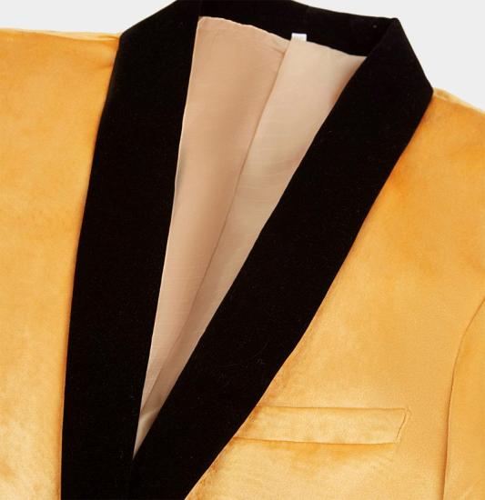 Yellow Velvet Blazer Suits | Slim Fit One Button Prom Tuxedo_3