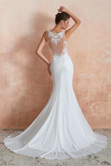 Beautiful Mermaid V-Neck White Lace Wedding Dress Affordable_9