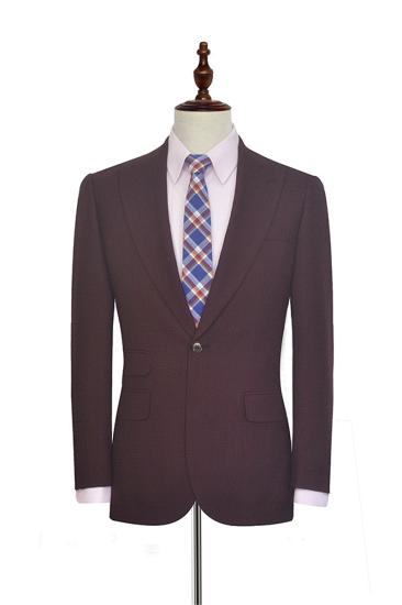 Mens Peak Lapel Burgundy Suit |  Formal One-Click Business Suit