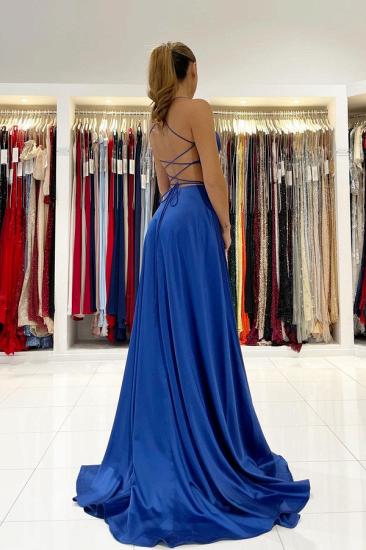 Sexy Sleeveless Royal Blue V-Neck Long Evening Dress with Side Split_2
