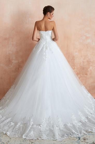 Stylish Strapless White Lace Affordable Wedding Dress with Low Back_2