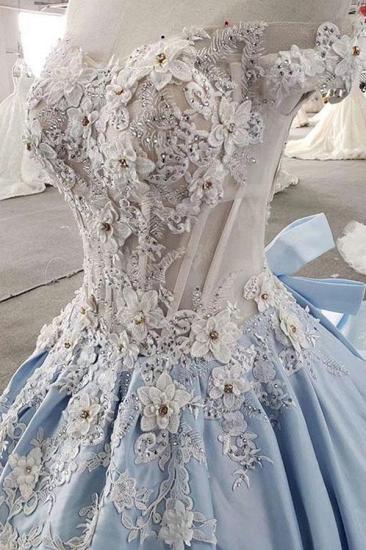 Bradyonlinewholesale AffordableLight Blue Satin Sweep Train Wedding Dress Off Shoulder Sleeveless Bridal Gowns On Sale_3