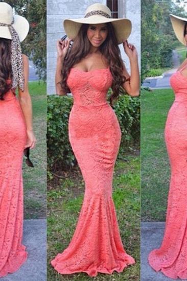 Sexy Full Lace Mermaid Evening Dress Spaghetti Straps Floor Length Prom Dress_2