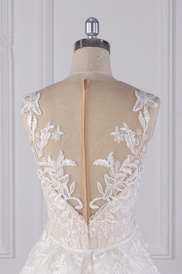 Bradyonlinewholesale Elegant Jewel Tulle Lace Wedding Dress Appliques Sleeveless Mermaid Bridal Gowns Online_6
