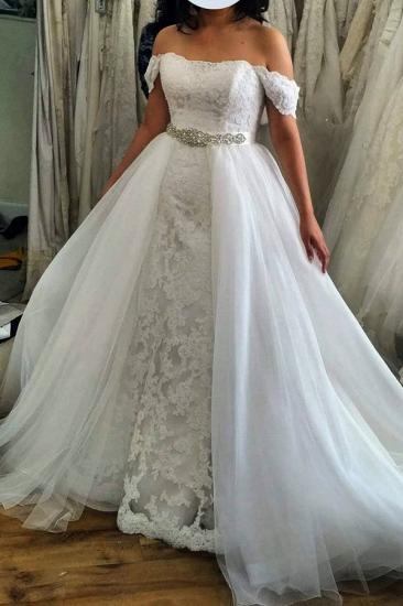 Cap Sleeve Lace Appliques Tulle Wedding Dress Bridal Gowns_2