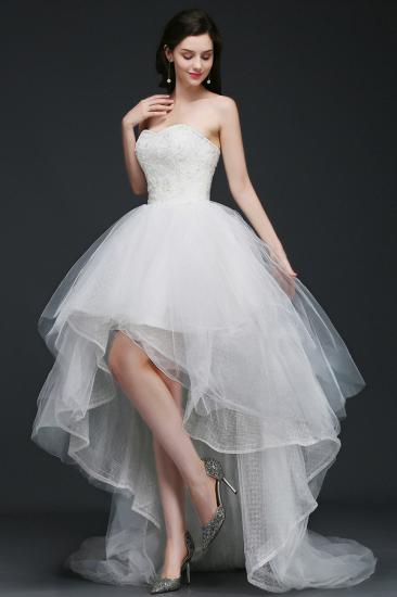 A-line Hi-Lo Tulle Wedding Dress With Lace_4
