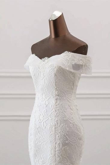 Bradyonlinewholesale Glamorous Tulle Lace Off-the-Shoulder White Mermaid Wedding Dresses Online_5