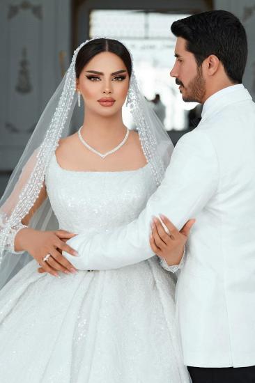 Extravagant Wedding Dresses Princess Lace Wedding Dresses with Glitter_5