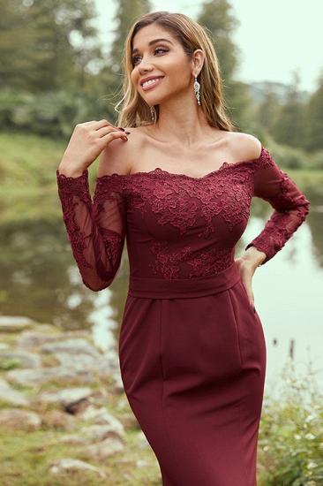 Designer Evening Dress Long Burgundy | Lace Sleeves_6