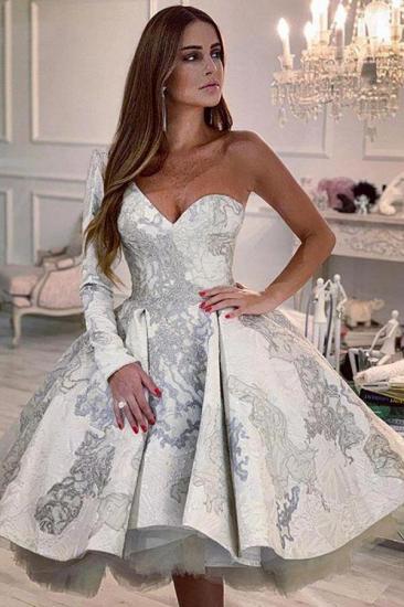 Fashion One Shoulder Floral Short Wedding Dress_1