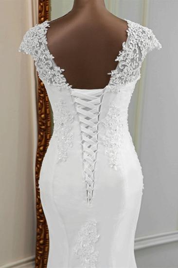 Bradyonlinewholesale Luxury V-Neck Sleeveless White Lace Mermaid Wedding Dresses with Appliques_8