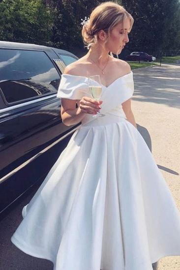 Simple A Line Short Wedding Dress | Satin wedding dress short_4