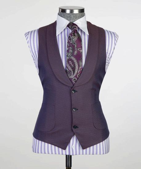 Eamonn Modern Dark Purple Three Piece Point Lapel Men's Business Suit_2