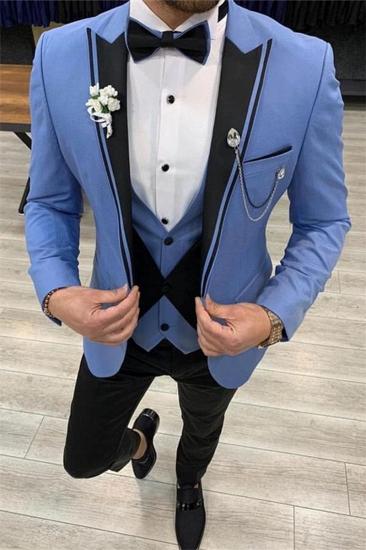 Ian Blue Pointed Lapel Slim Fit Business Mens Suit