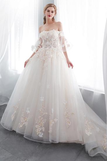 NANCE | Ball Gown Off-the-shoulder Floor Length Appliques Tulle Wedding Dresses