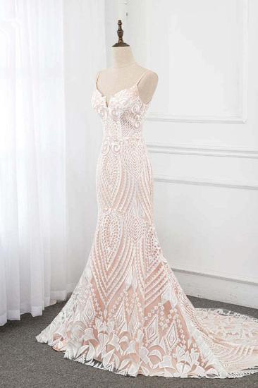 Bradyonlinewholesale Sexy Spaghetti Straps Appliques Ivory Wedding Dresses V-Neck Sleeveless Bridal Gowns_3