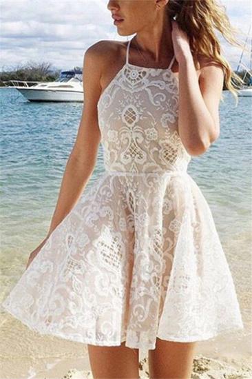 Elegant A-Line Lace Homecoming Dresses | Halter Short Hoco Dress
