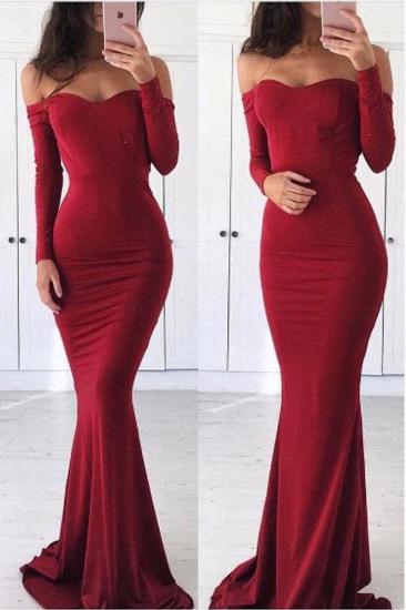 Long Sleeve Off The Shoulder Evening Dress Cheap Sexy Bodycon Formal Dress_1