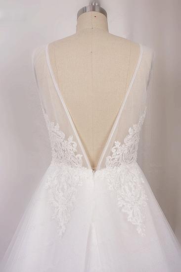 Bradyonlinewholesale Elegant V-Neck Sleeveless Straps Lace Wedding Dress White Tulle Appliques Beadings Bridal Gowns On Sale_3