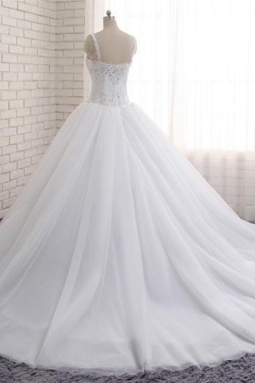 Bradyonlinewholesale Stunning White Tulle Lace Wedding Dress Strapless Sweetheart Beadings Bridal Gowns with Appliques_2
