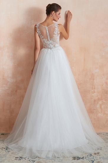 Exquisite Sequins White Tulle Affordable Wedding Dress with Appliques_2