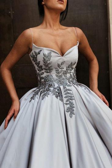 Spaghetti Straps Satin Puffy Evening Dresses | Appliques Elegant Quinceanera Dresses with Beads_3