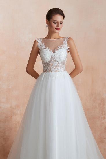 Caltha | Beautiful Bateau neck White Wedding Dress with Sparkling Sequins, Bradyonlinewholesale Design Lace Bridal Gowns_3