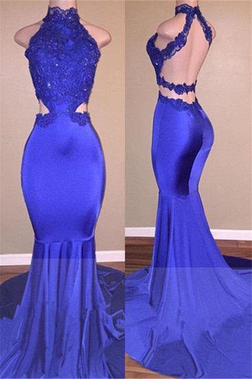 High Neck Open Back Prom Dresses | Sexy Lace Mermaid Evening Dress Cheap_1