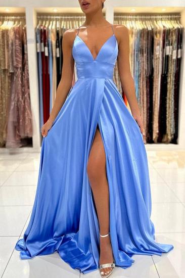 Simple Evening Dresses Long Blue | Prom dresses cheap_6