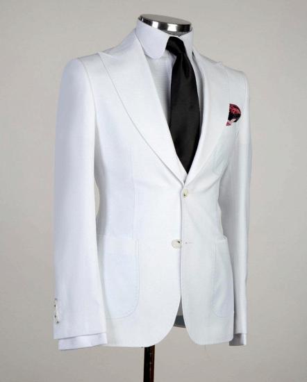 New white pointed lapel three-piece men's business suit_3